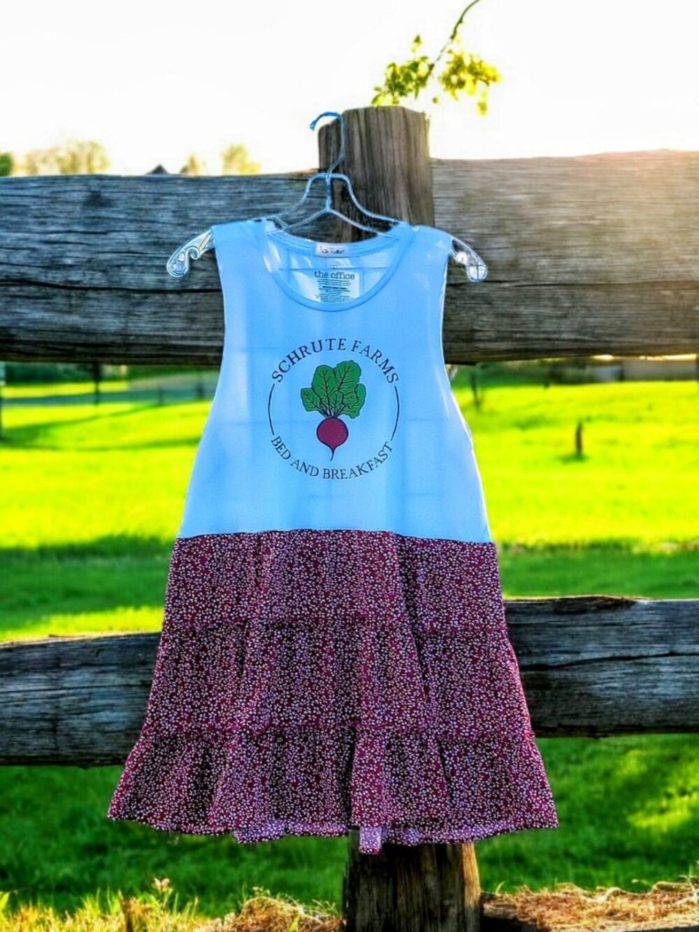 Upcycled Schrute Farms Bed and Breakfast Sleeveless Tee Dress S M